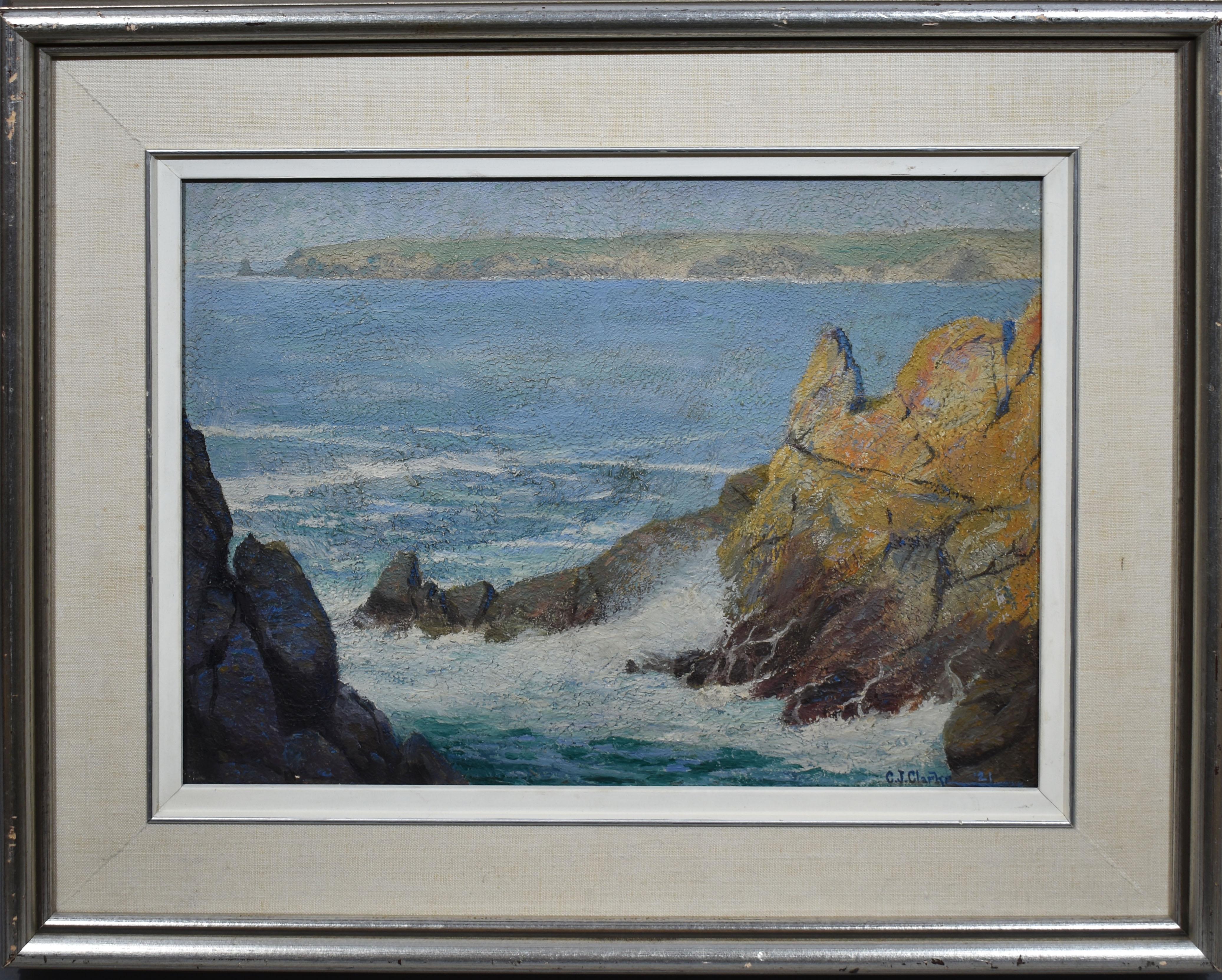 Charles John Clarke Landscape Painting - California Impressionist Coastal Ocean Seascape Oil Painting, Charles Clarke '21