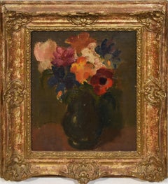 Ans Van Den Berg, Dutch Modernist Flower Still Life Oil Painting