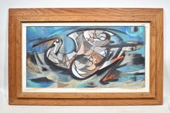 Cubist Animal Painting of a Bird by California Artist William Etienne Pajaud