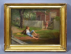 William Beard Genre Landscape Portrait Painting "Snapping Turtle" Oil Painting