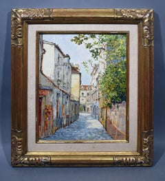 Antique French Impressionist Paris Street Scene Original Oil Painting Jean Keime