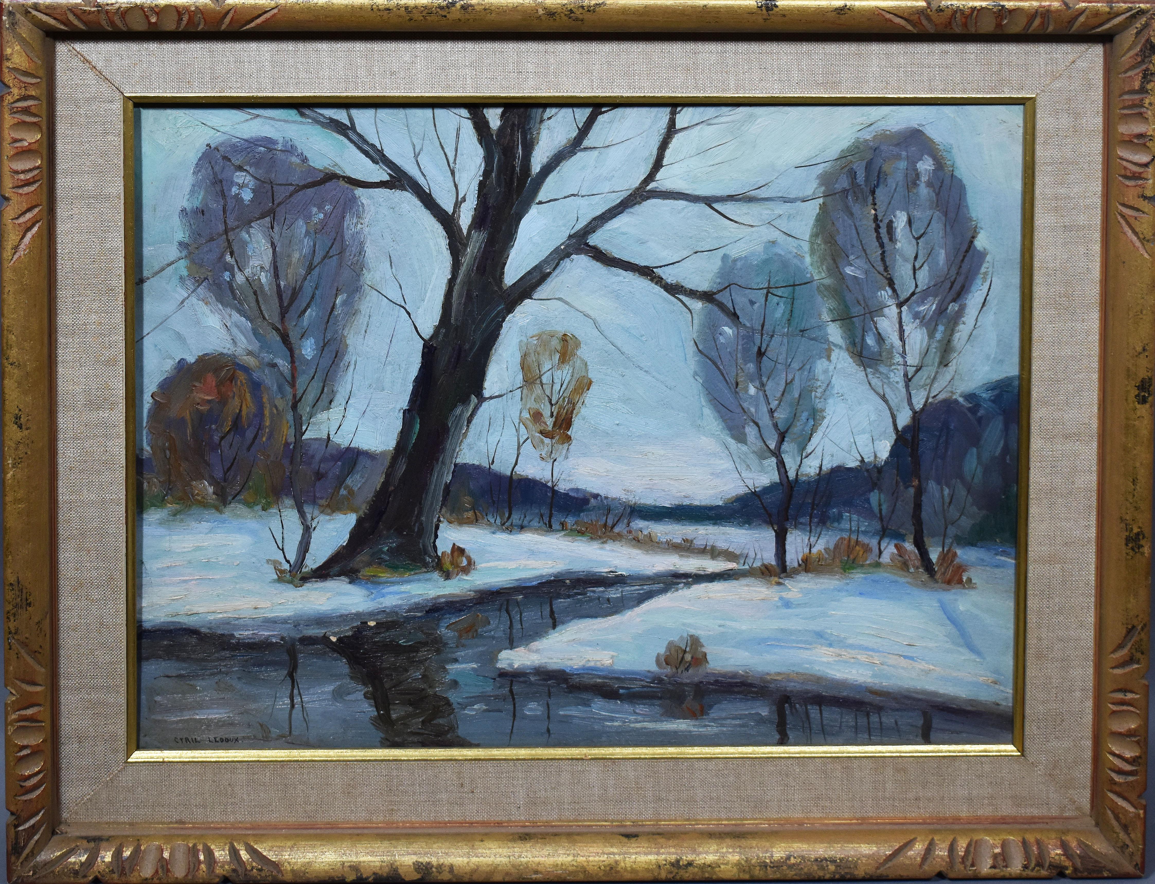 Cyril Joseph Ledoux Landscape Painting - Antique American New York Impressionist Landscape Cyril Ledoux Rare Oil Painting