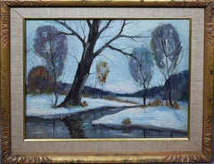 Antique American New York Impressionist Landscape Cyril Ledoux Rare Oil Painting