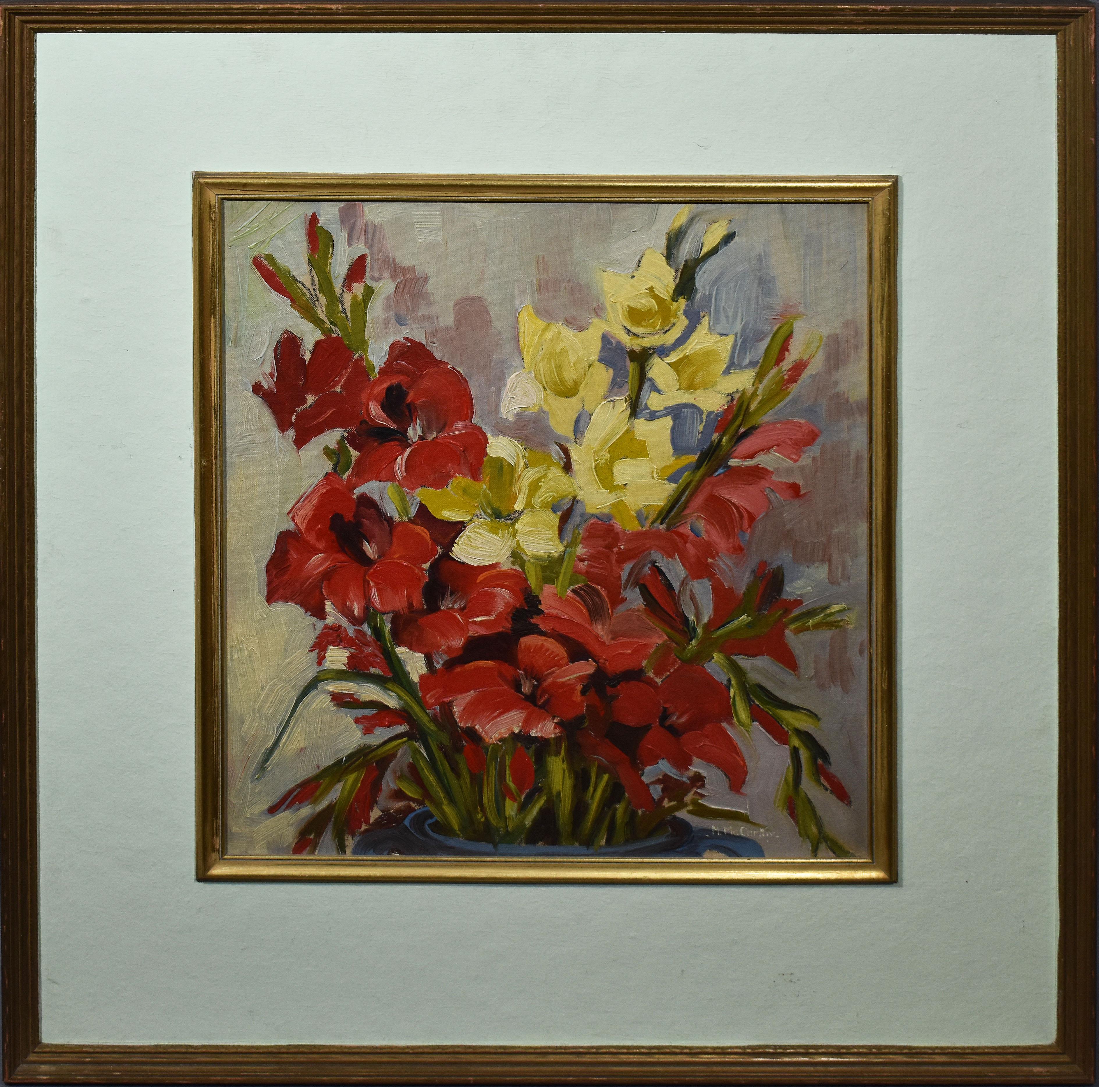 Mary Beich  Still-Life Painting - Antique American Impressionist Flower Still Life Signed Oil Painting, Mary Beich