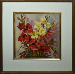 Antique American Impressionist Flower Still Life Signed Oil Painting, Mary Beich