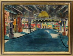 set o "High Noon" Antique American Modernist New York Cityscape Benson Seto Painting