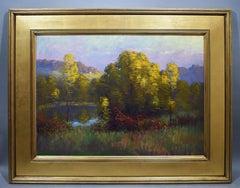 Paisaje otoñal impresionista americano antiguo 1924 Firmado Pintura al óleo