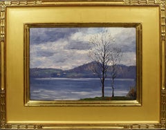 Antique American Impressionist Palisades New York Landscape Signed Oil Painting