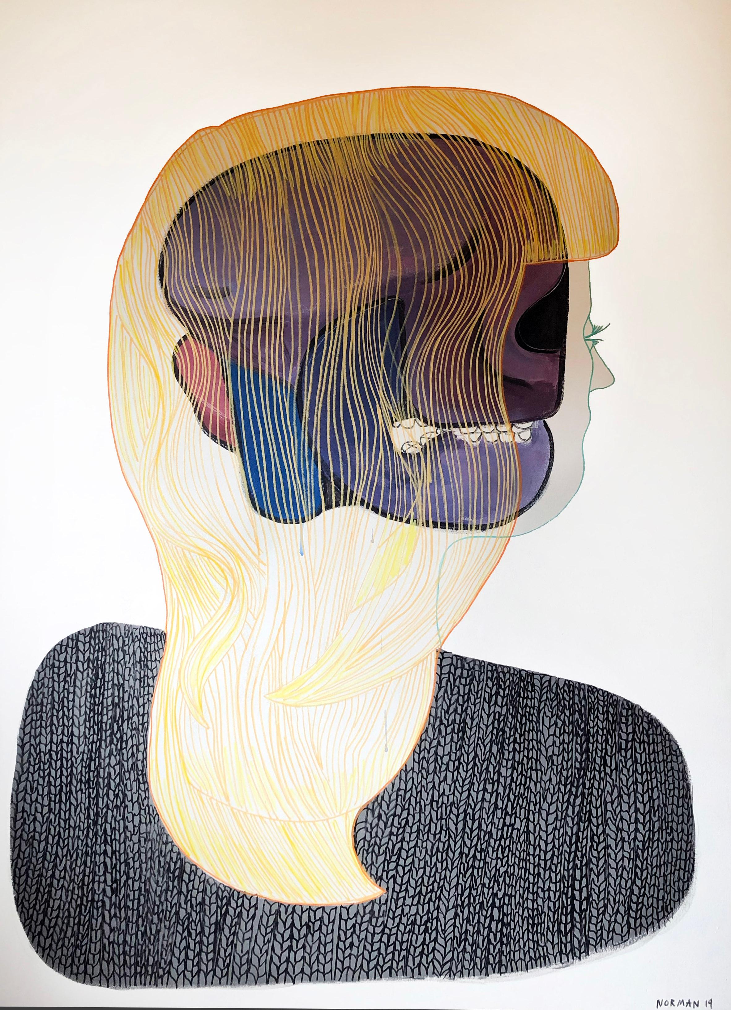 Karle Norman Figurative Painting - A conceptual contemporary portrait paintings unique 2019 Woman Rare colorful