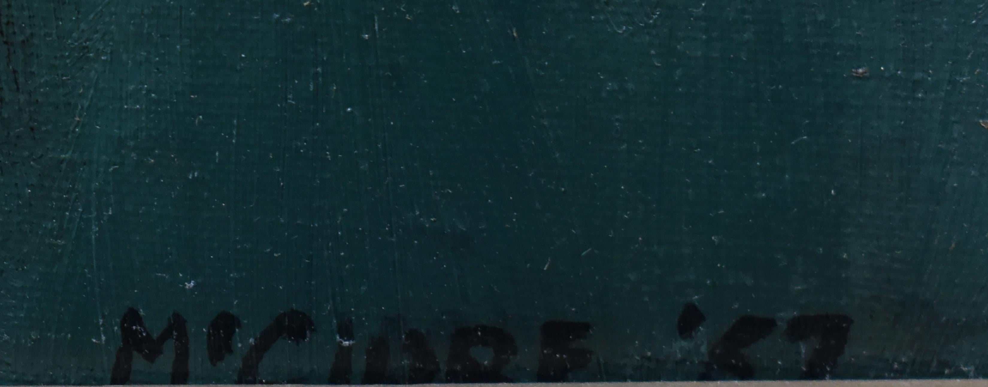 Antique Scottish modernist still life painting by David McClure  (1926 - 1998). Oil on board, circa 1957. Signed. Displayed in a period modernist frame. Image size, 22