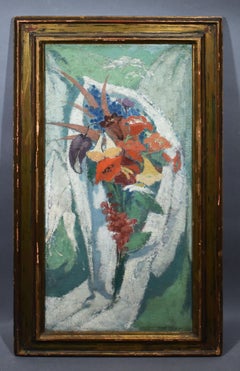 Antikes amerikanisches modernistisches Stillleben mit signiertem New Yorker Ölgemälde von 1920