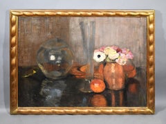 Antique American Impressionist Floral Kitchen Still Life Signed Ohio Painting