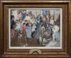 Artists Studio, Class in Madrid, Ashcan School Interior Portrait Oil Painting