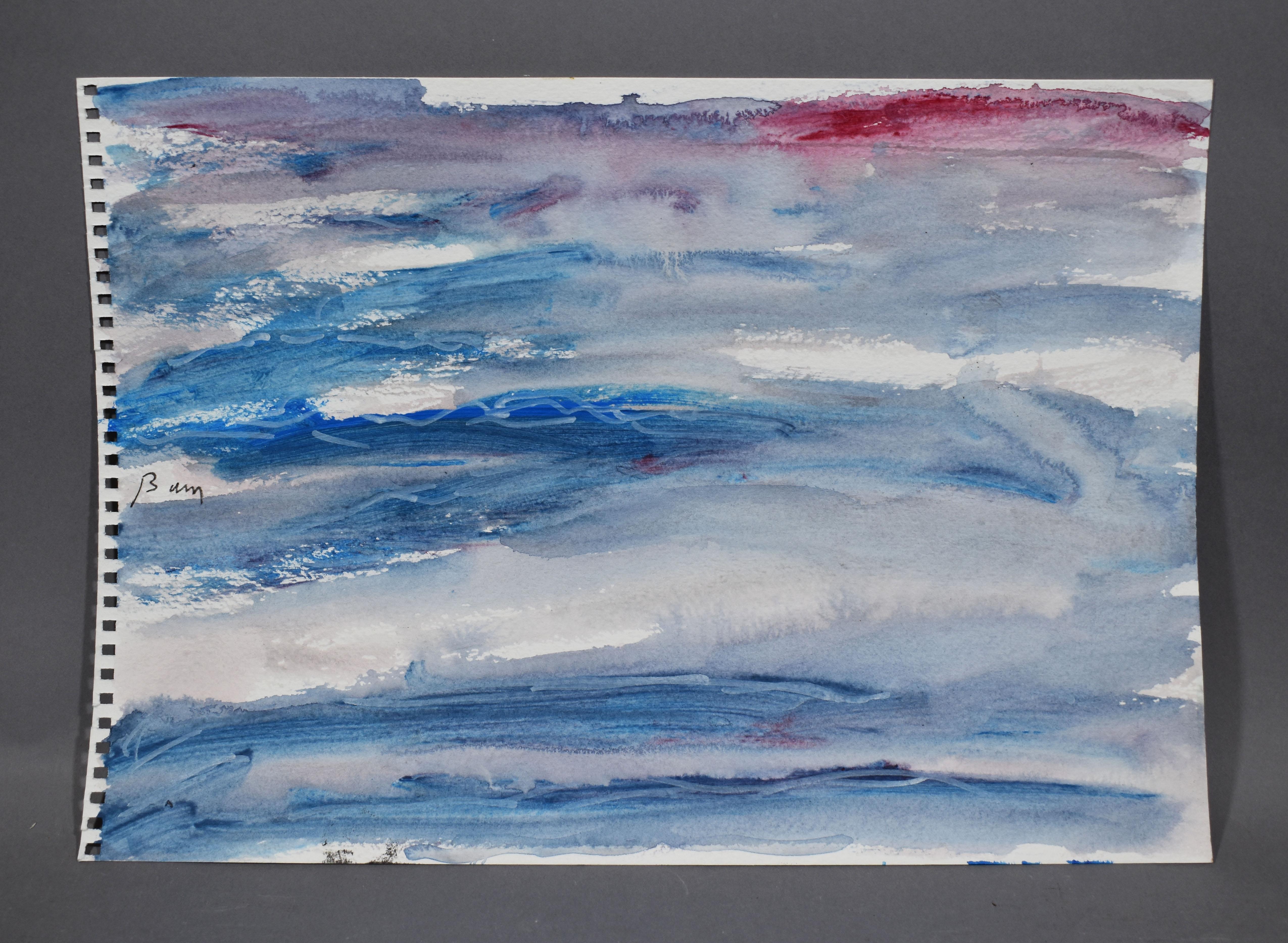 Antiguo Cuadro Minimalista Abstracto de la Escuela Americana de Nueva York Firmado MCM - Painting de Barry Johnson