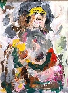 Vintage American Modernist Portrait of a Man Original Signed Painting