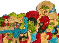 Vintage American Modernist Portrait Abstract Original Signed Painting