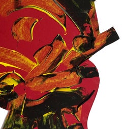 Vintage American Modernist Abstrakt Original signiert Malerei Rot Orange