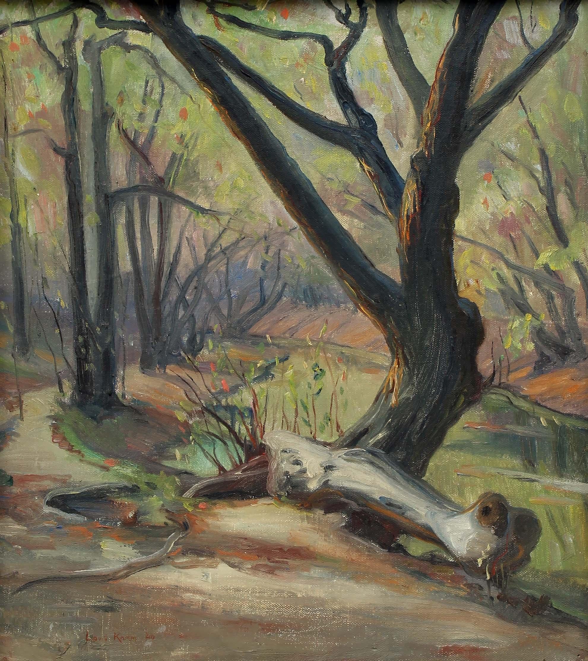 French Impressionist oil painting Caldwell Woods Chicago Plein Air Original 1940 - Painting by Louis Philippe Kamm