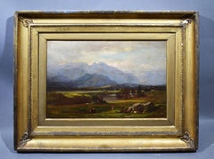 Antique American Hudson River School Signed White Mountain Valley Oil Painting