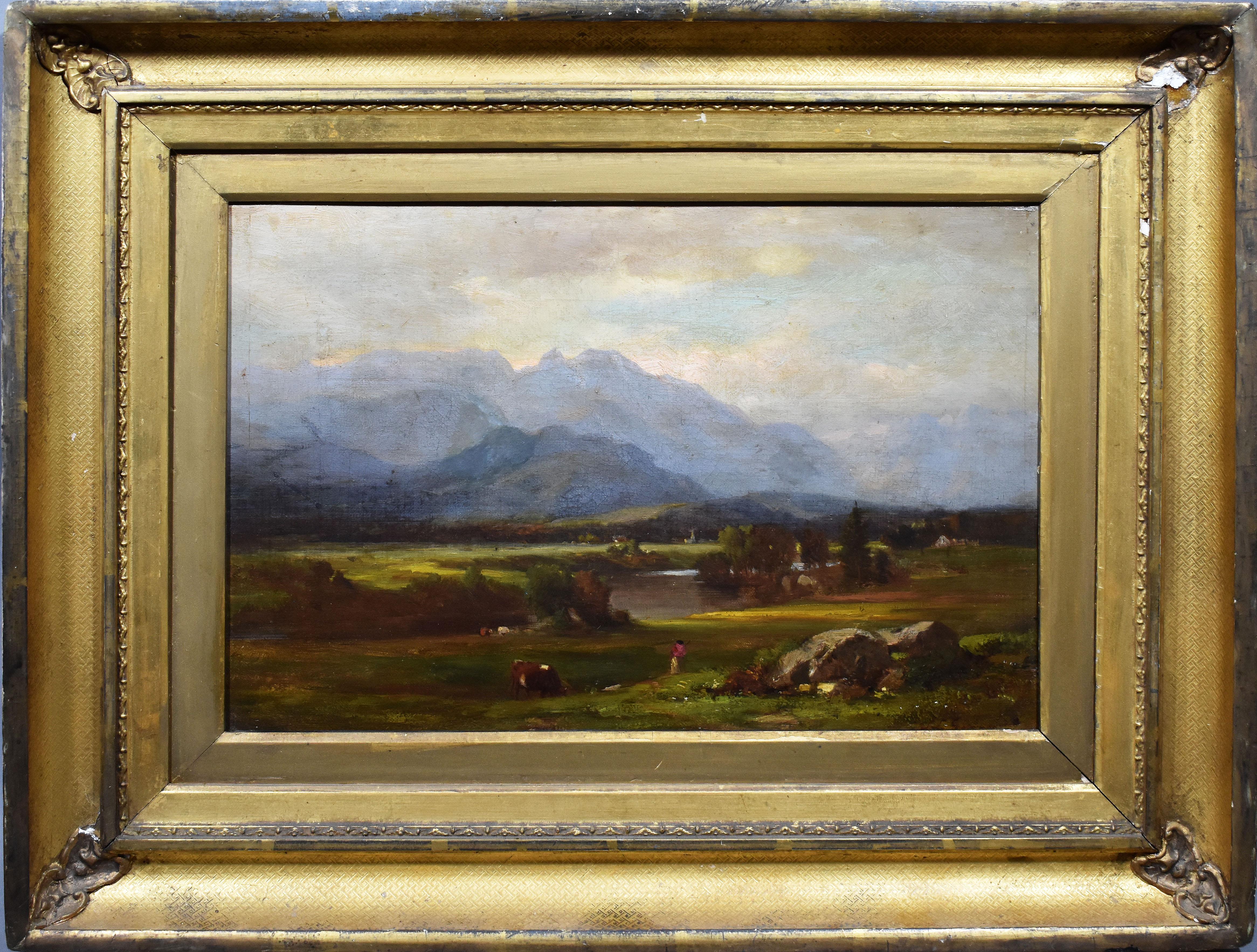 Samuel Lancaster Gerry Landscape Painting - Antique American Hudson River School Signed White Mountain Valley Oil Painting