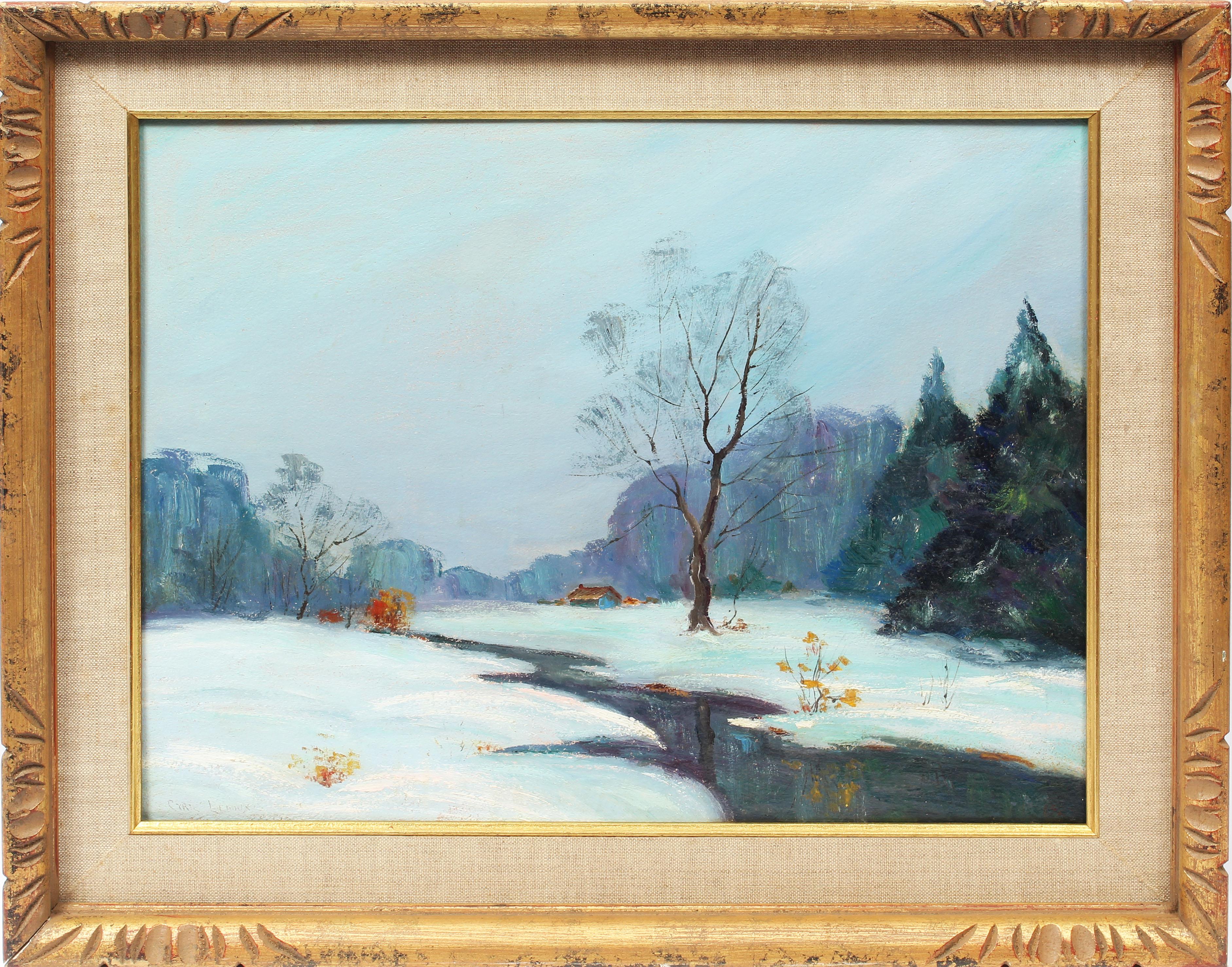 Cyril Joseph Ledoux Landscape Painting - Antique American New York Impressionist Landscape Cyril Ledoux Rare Oil Painting
