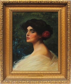 Antique Original American Oil Painting Portrait Of a Young Beautiful Woman