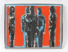 Vintage American Modernist Abstract Figure Original California Signed Painting