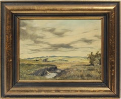 Antique German Impressionist Signed Panoramic Rare Early Landscape Oil Painting