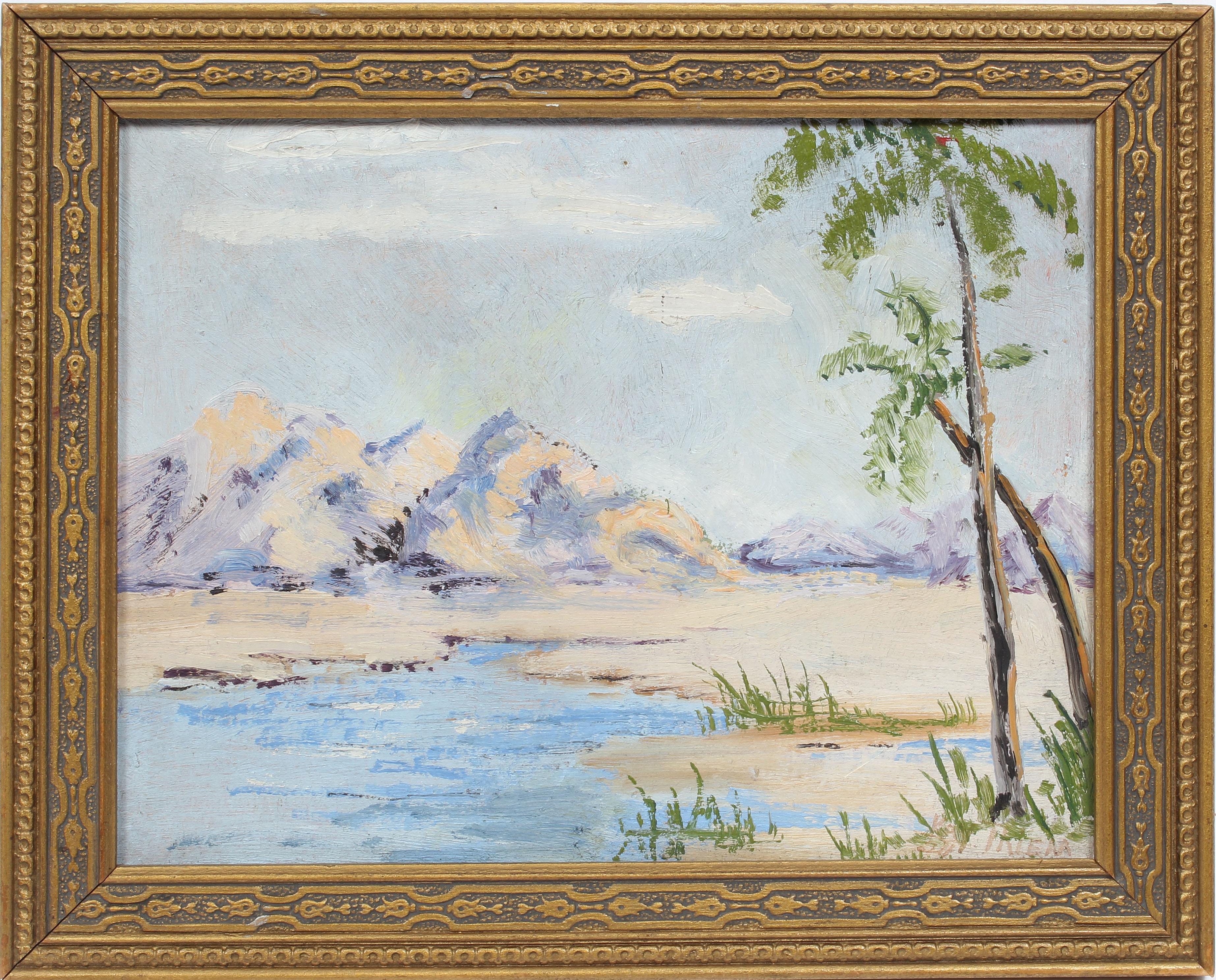 Herman C. Thiem Landscape Painting - Antique American Impressionist Tropical Beach Seascape Signed Rare Oil Painting