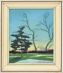 Antiguo Realista Americano Central Park Nueva York Puesta de Sol Hopper Estudiante  Pintura