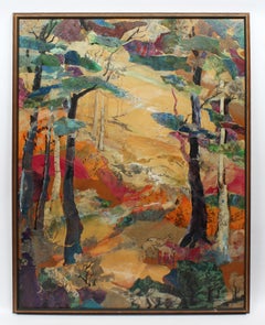 Large Antique American Female Modernist California Landscape Signed Oil Painting