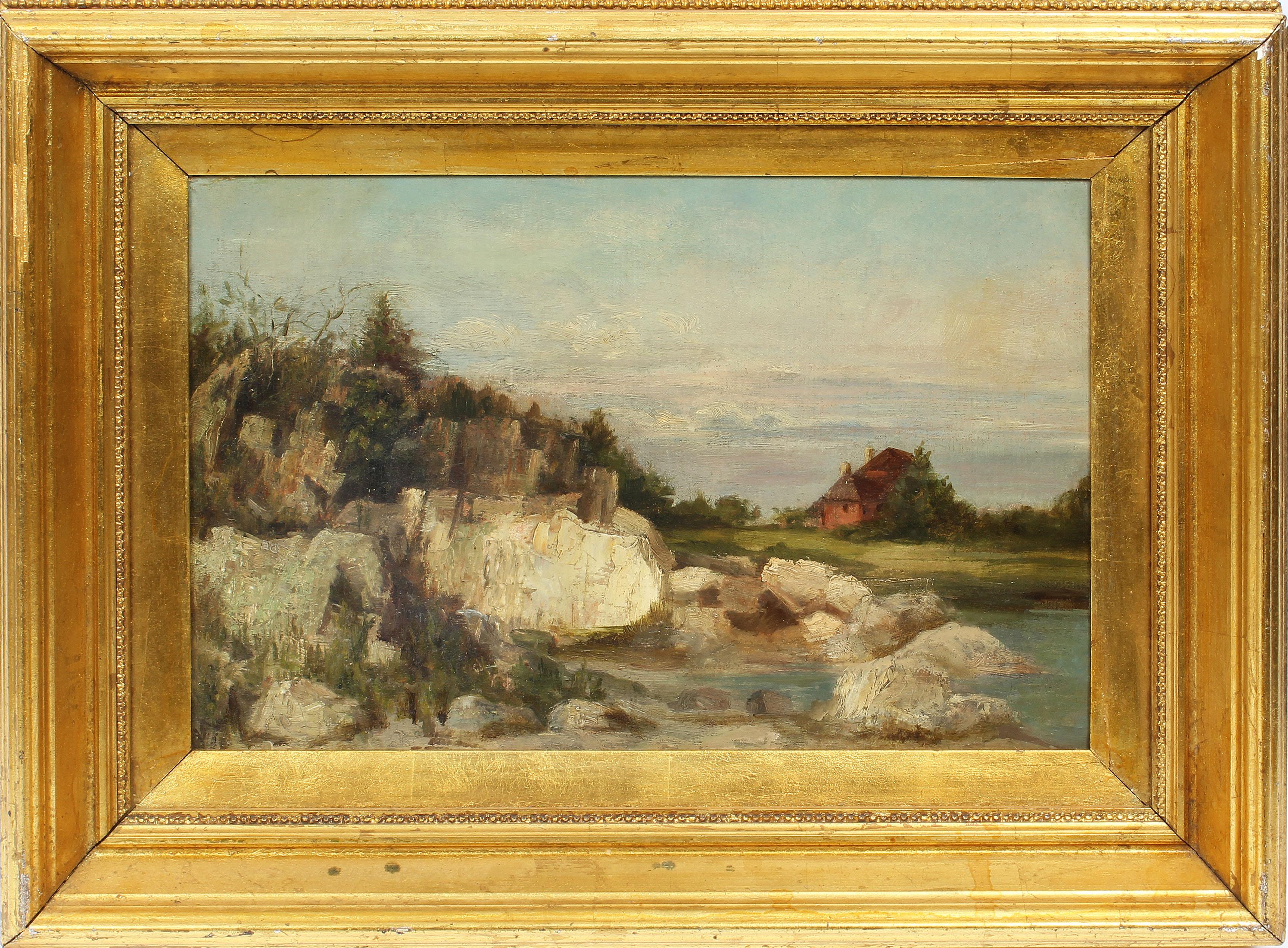 Rhoda Carleton Holmes Nicholls Landscape Painting - Antique American Female Impressionist Landscape Original Rare NY Oil Painting