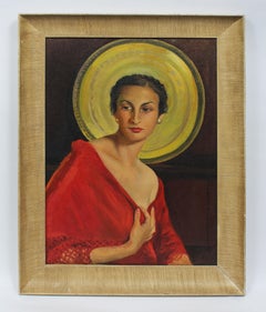 Antique American Art Deco Black Woman Portrait Signed Original Rare Oil Painting