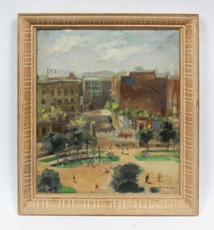 Antique Impressionist Female Artist Ashcan School Signed Cityscape Oil Painting