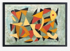 Abstract American Geometric Oil Painting Martin Rosenthal 64 Mid Century Modern