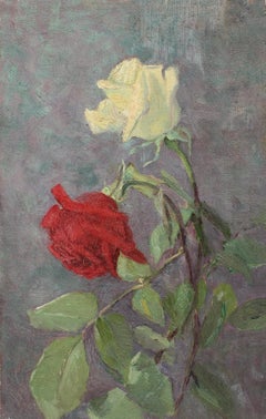 Antico dipinto a olio americano Natura morta Flora Raro 19° secolo New York Jersey