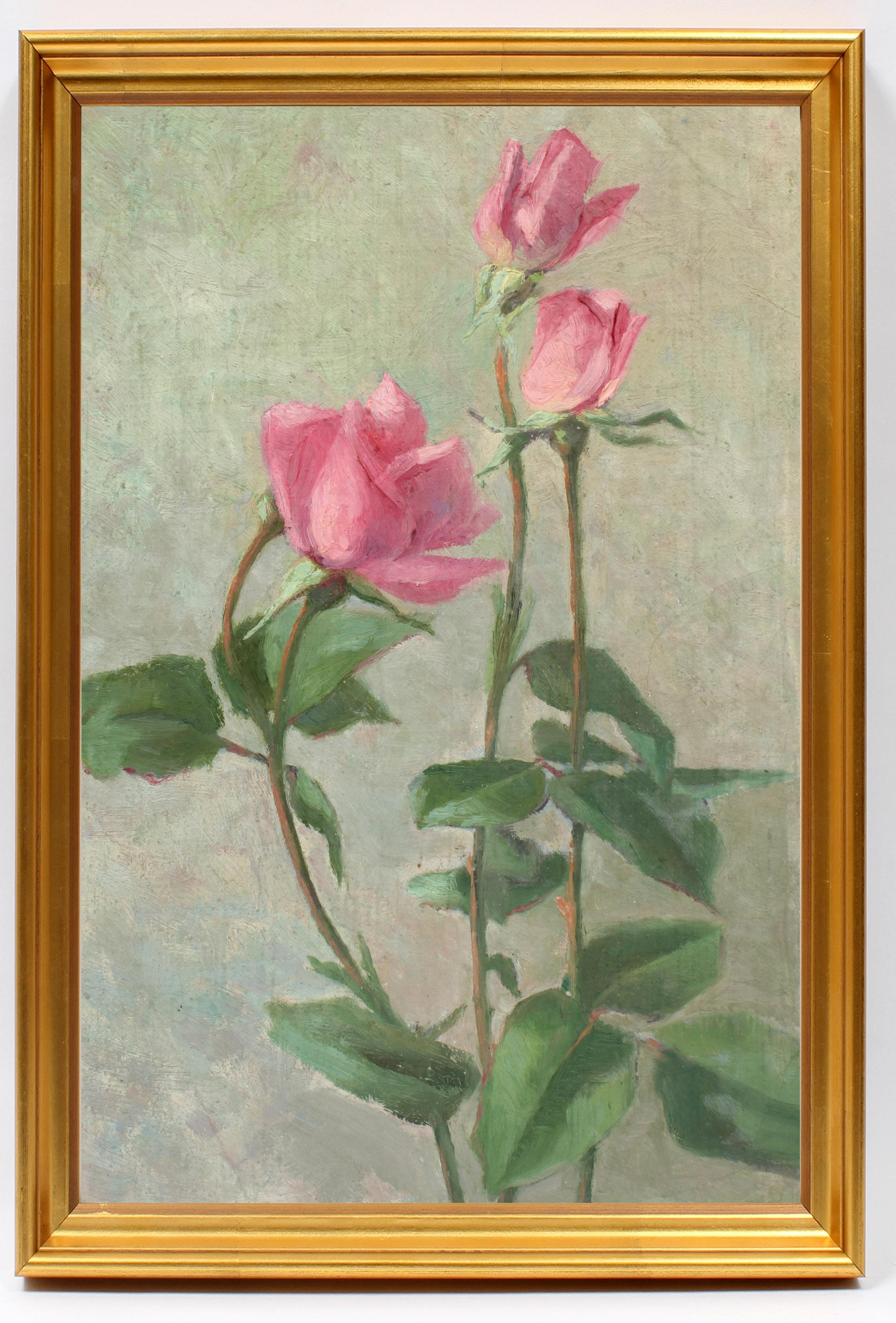 Sallie Van Horn Interior Painting - Antique American Oil Painting Still Life Flora Rare 19th Century New York Jersey