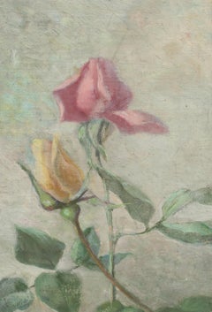 Antico dipinto a olio americano Natura morta Flora Raro 19° secolo New York Jersey