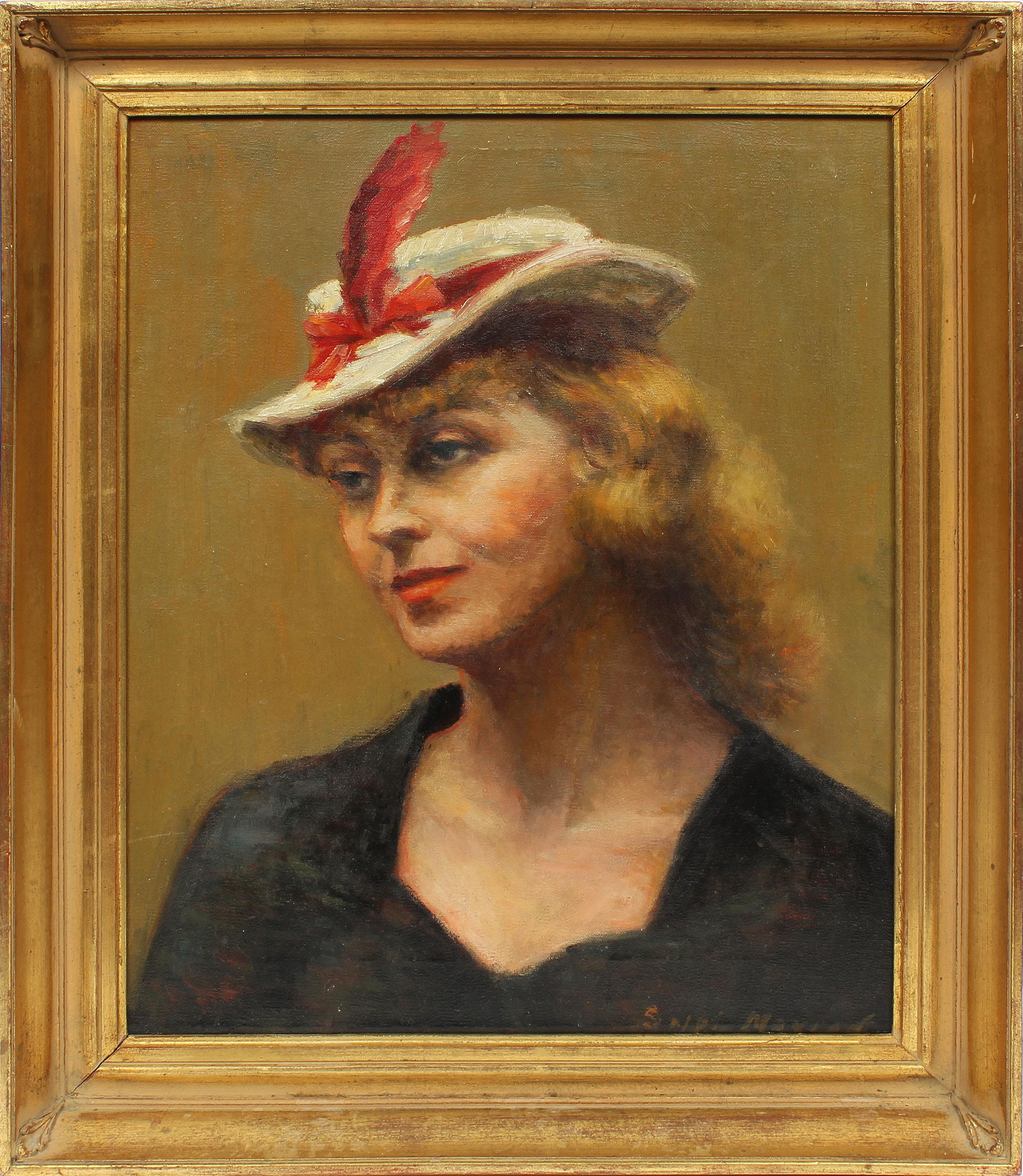 Salpi Miriam Mavian Portrait Painting - Antique Early American Signed Female Modernist Portrait Original NY Oil Painting