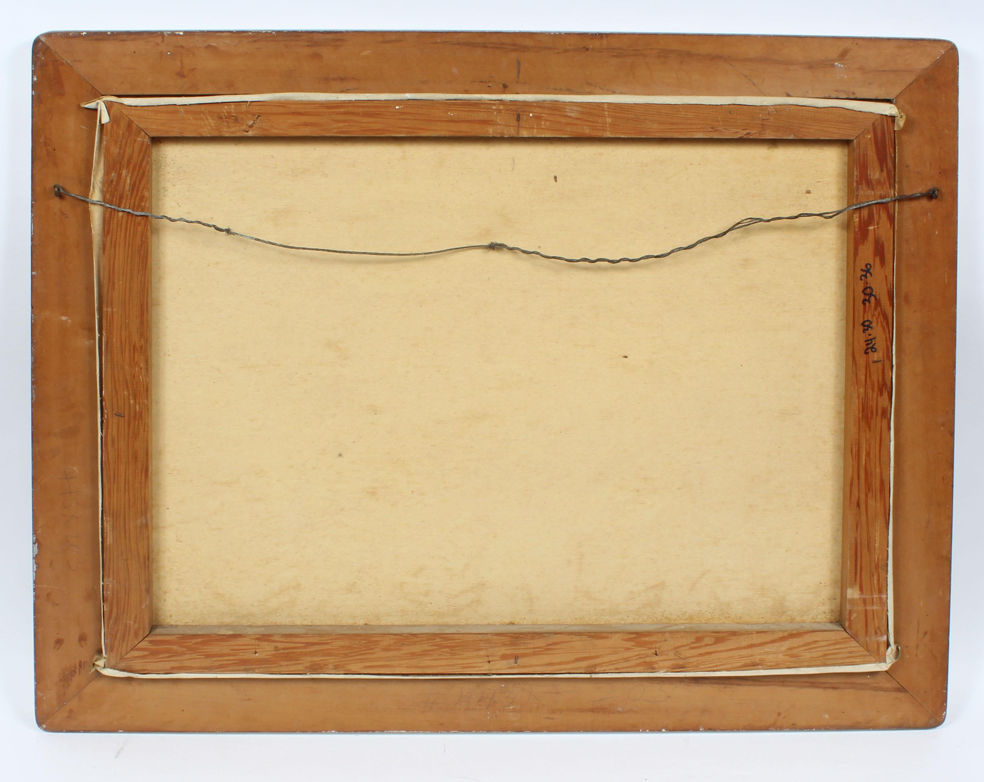 Antique American impressionist landscape painting, by Brantley Smith.  Oil on canvas, circa 1930.  Signed.  Displayed in a period silver frame.  Image, 30