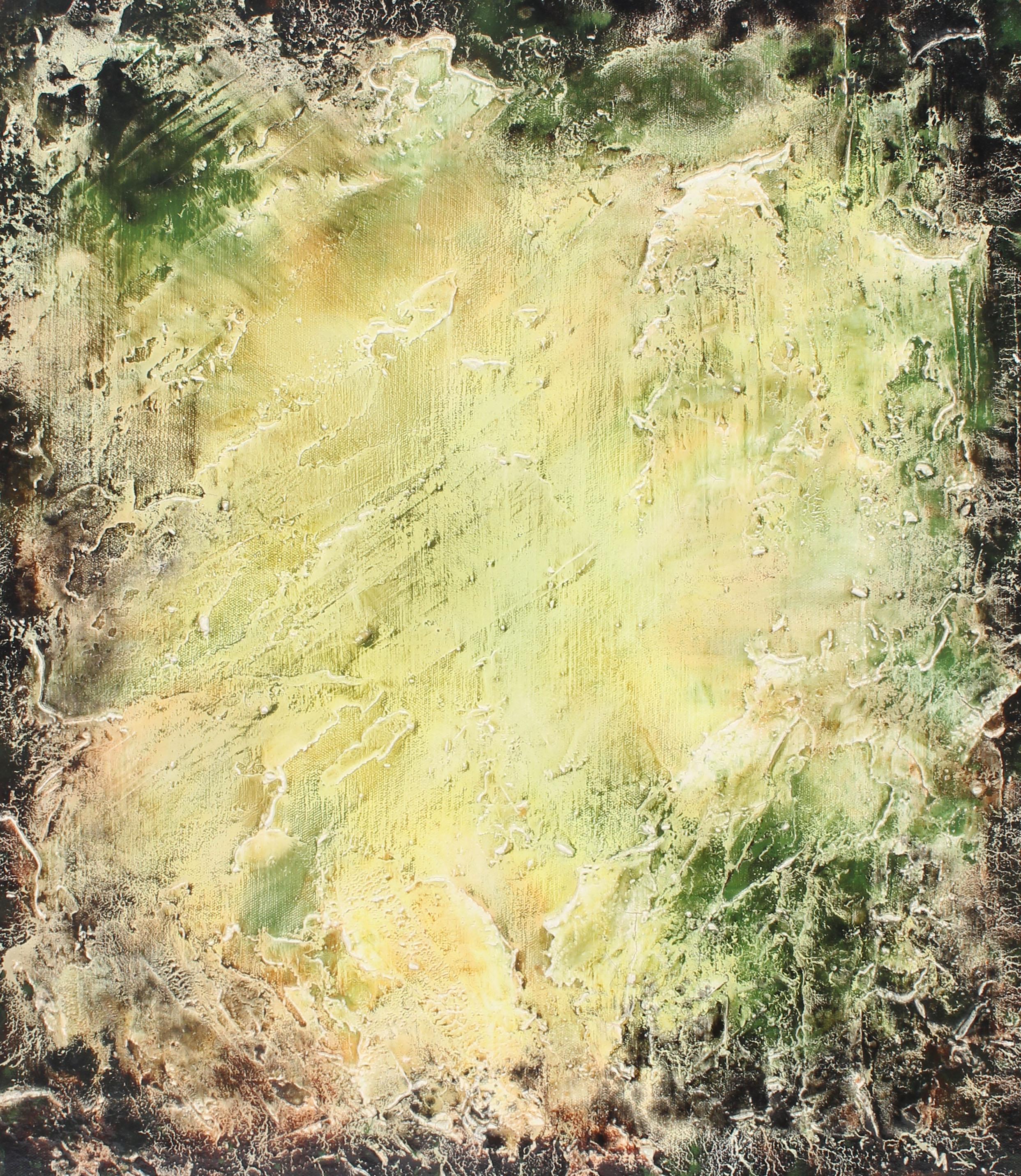 Antico dipinto a olio astratto modernista americano originale - Landscape Painting Beige di William Henry Studdiford