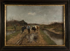 "Farmer Leaving the Outbuilding with His Three Cows" by Johan Frederik Cornelis 