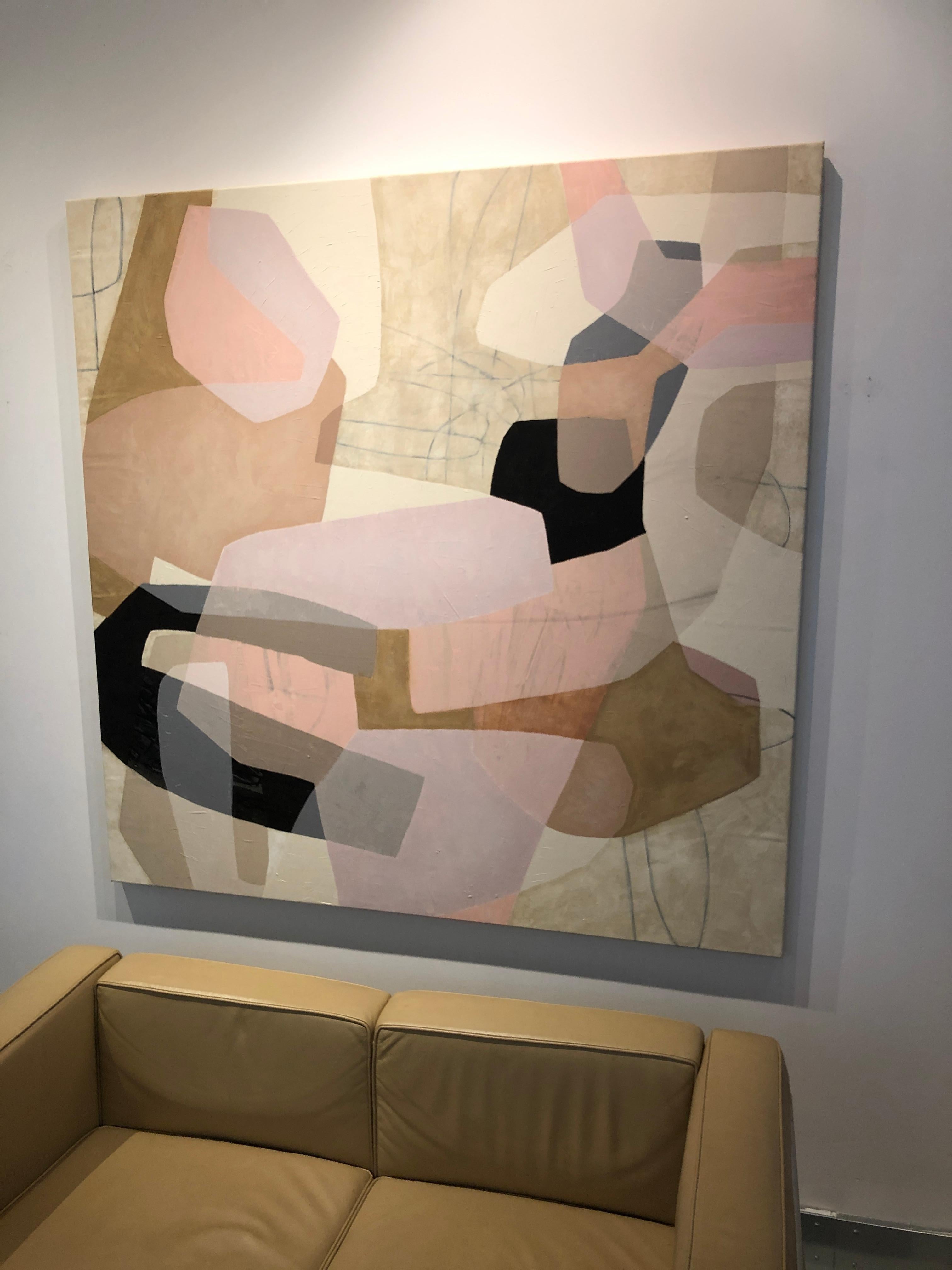 Parlor - Beige Abstract Painting by Wendy Westlake