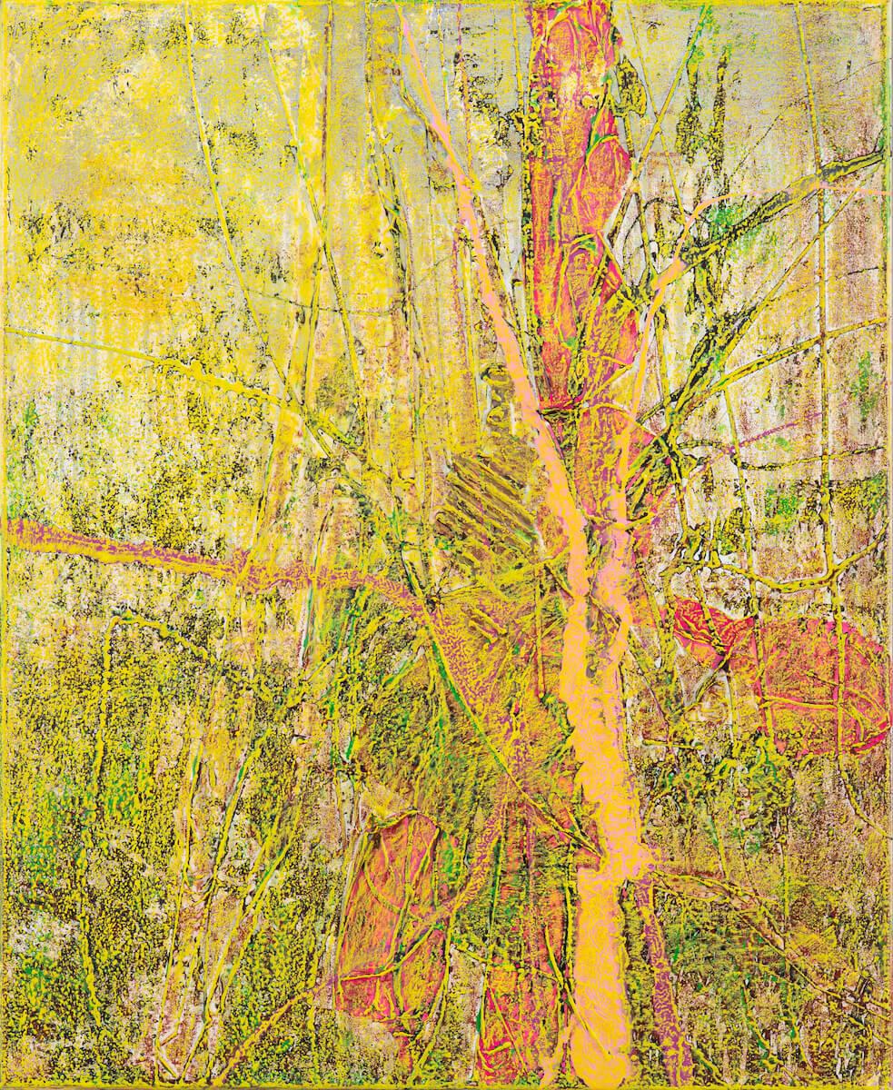 Alexander Höller Abstract Painting - Tree #3 - Abstract Art, Modern Art, Contemporary, Oil Paint, Forest, yellow