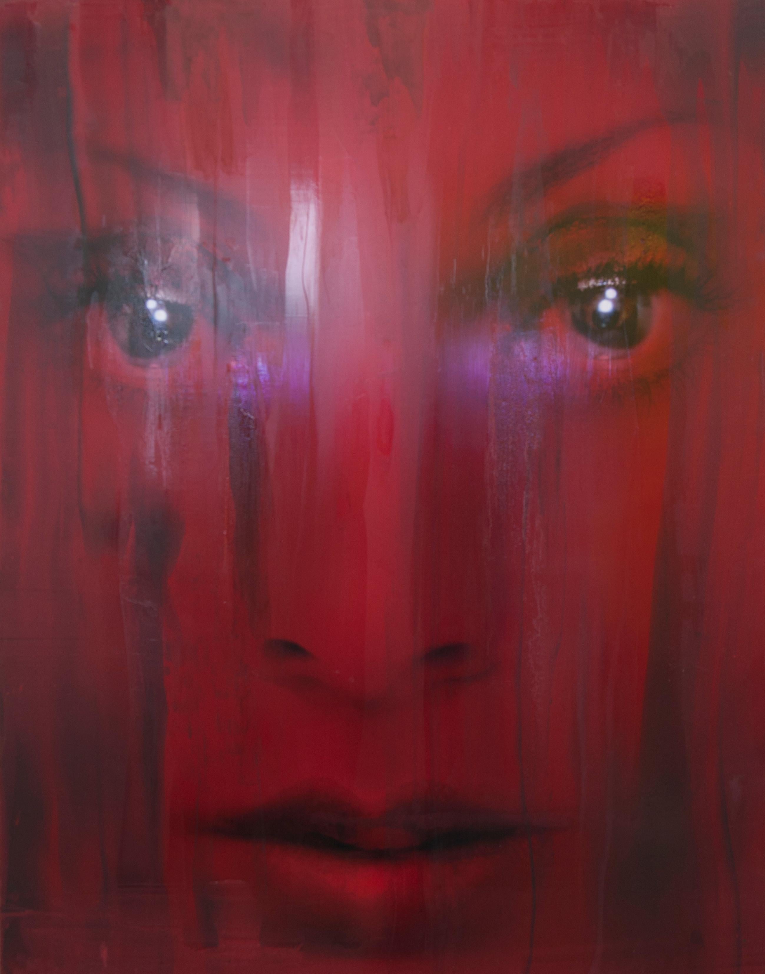 Corinna Holthusen Portrait Painting - Aurief - red, Contemporary Art, Figurative Art, Portrait, Female, Woman, Paint