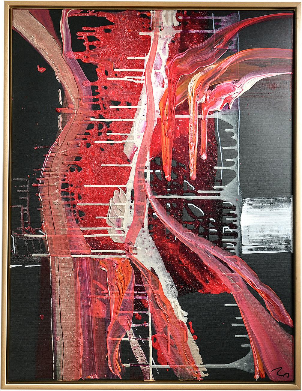 Sweetz edition Flambee - abstract art, Contemporary art, red, minimalistic, 21st - Mixed Media Art by Daniela Naumann
