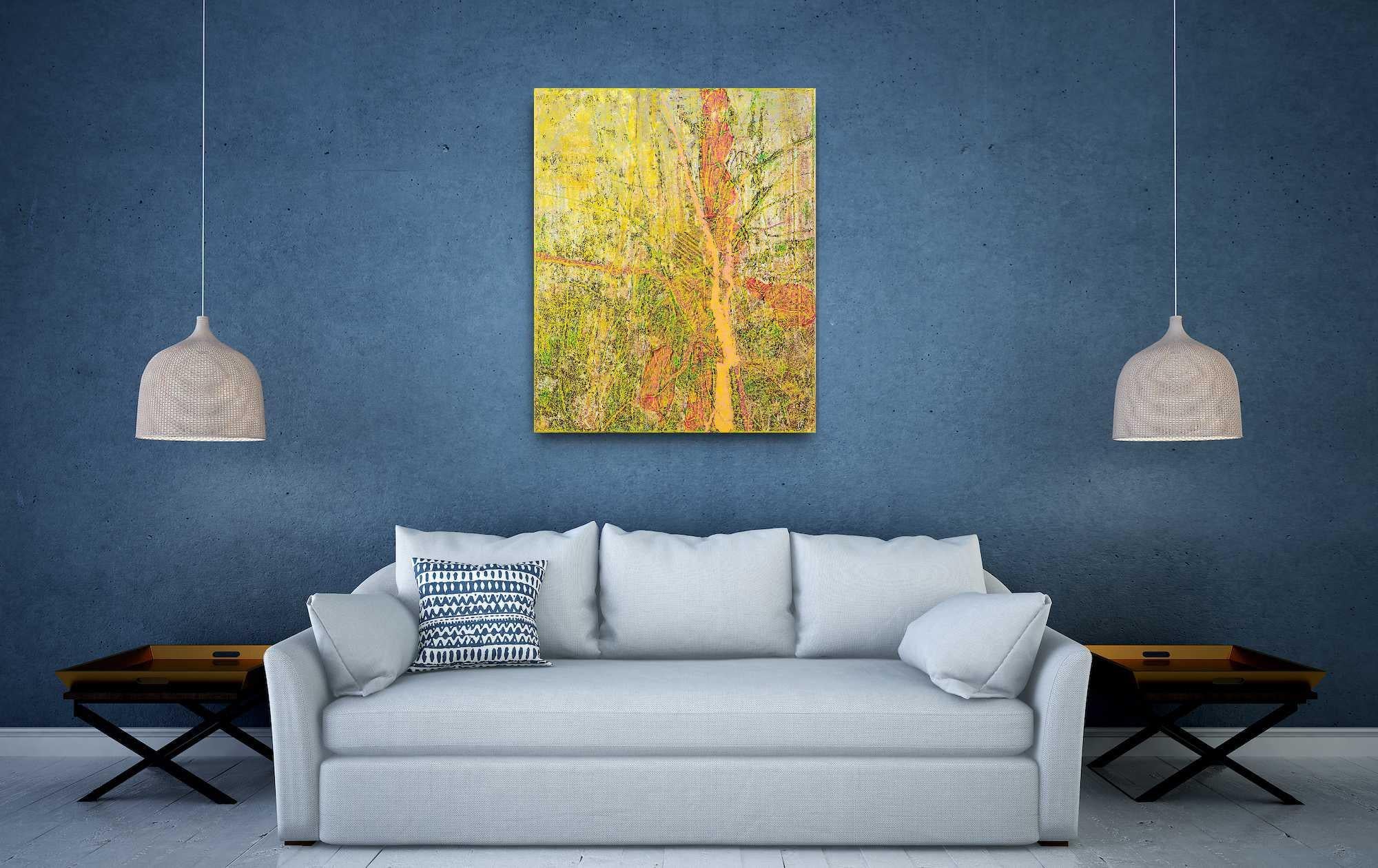 Tree #3 - Abstract Art, Modern Art, Contemporary, Oil Paint, Forest, yellow - Painting by Alexander Höller