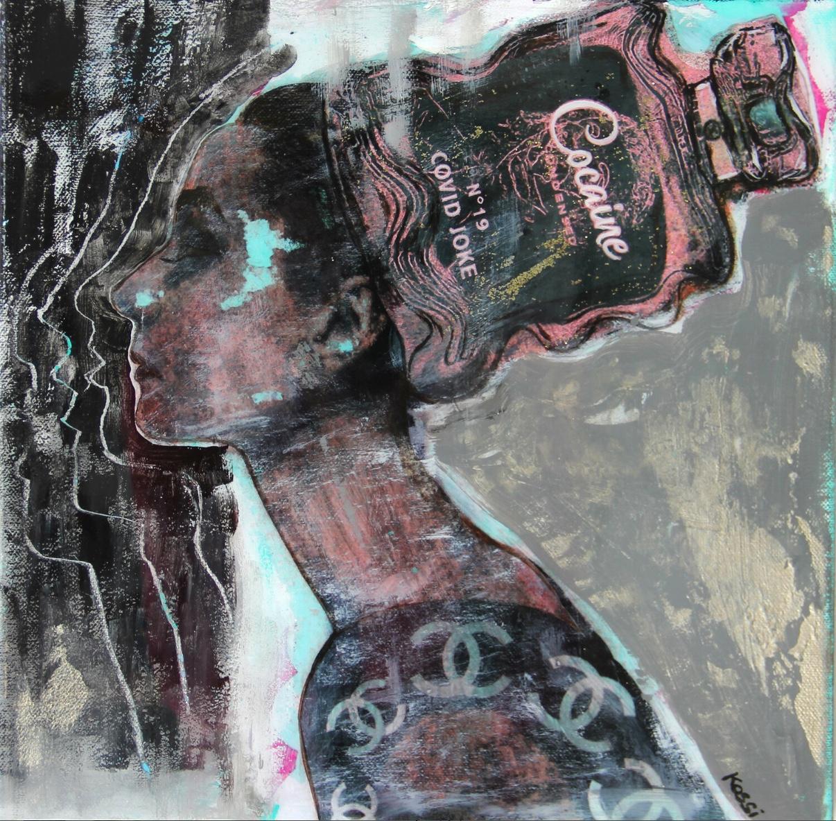 Kristin Kossi Still-Life Painting - Audrey Nr. 19 Covid Chanel Cocaine - Contemporary, Pop Art, Audrey, Fashion