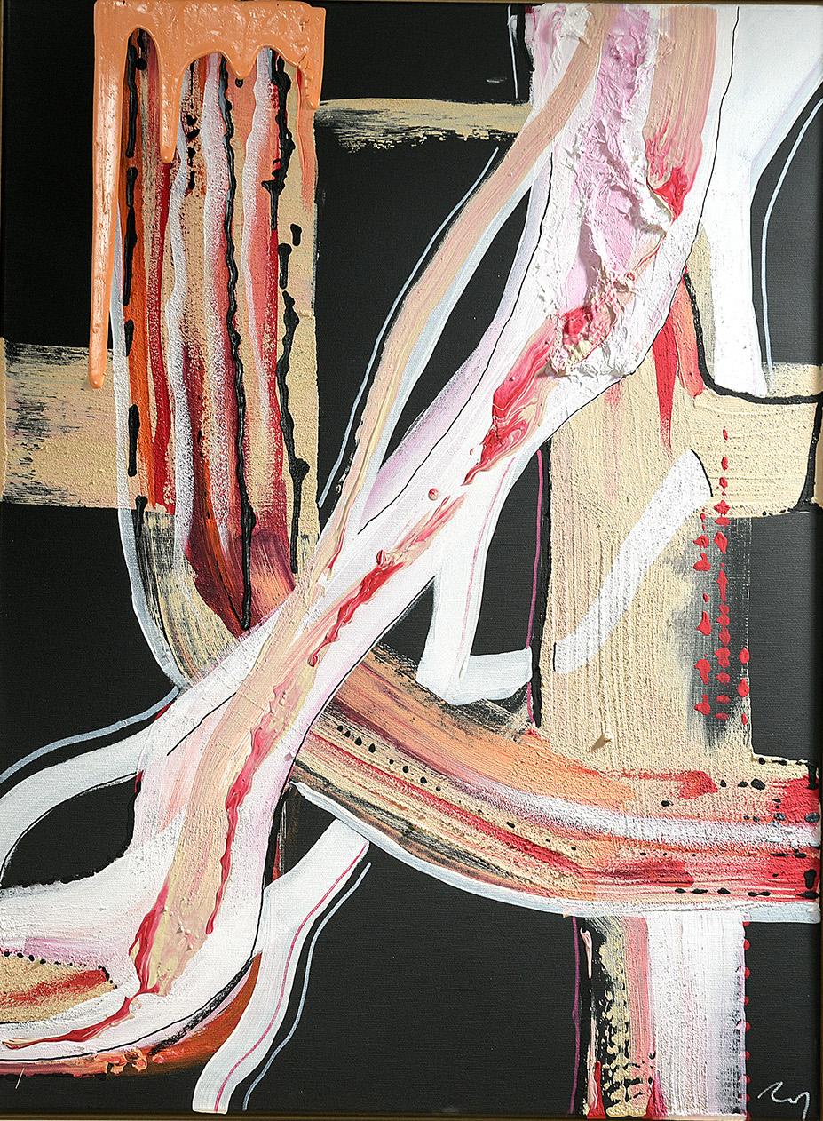 Hubba Bubba - abstract art, Contemporary art, red, minimalistic, 21st, expressiv - Mixed Media Art by Daniela Naumann