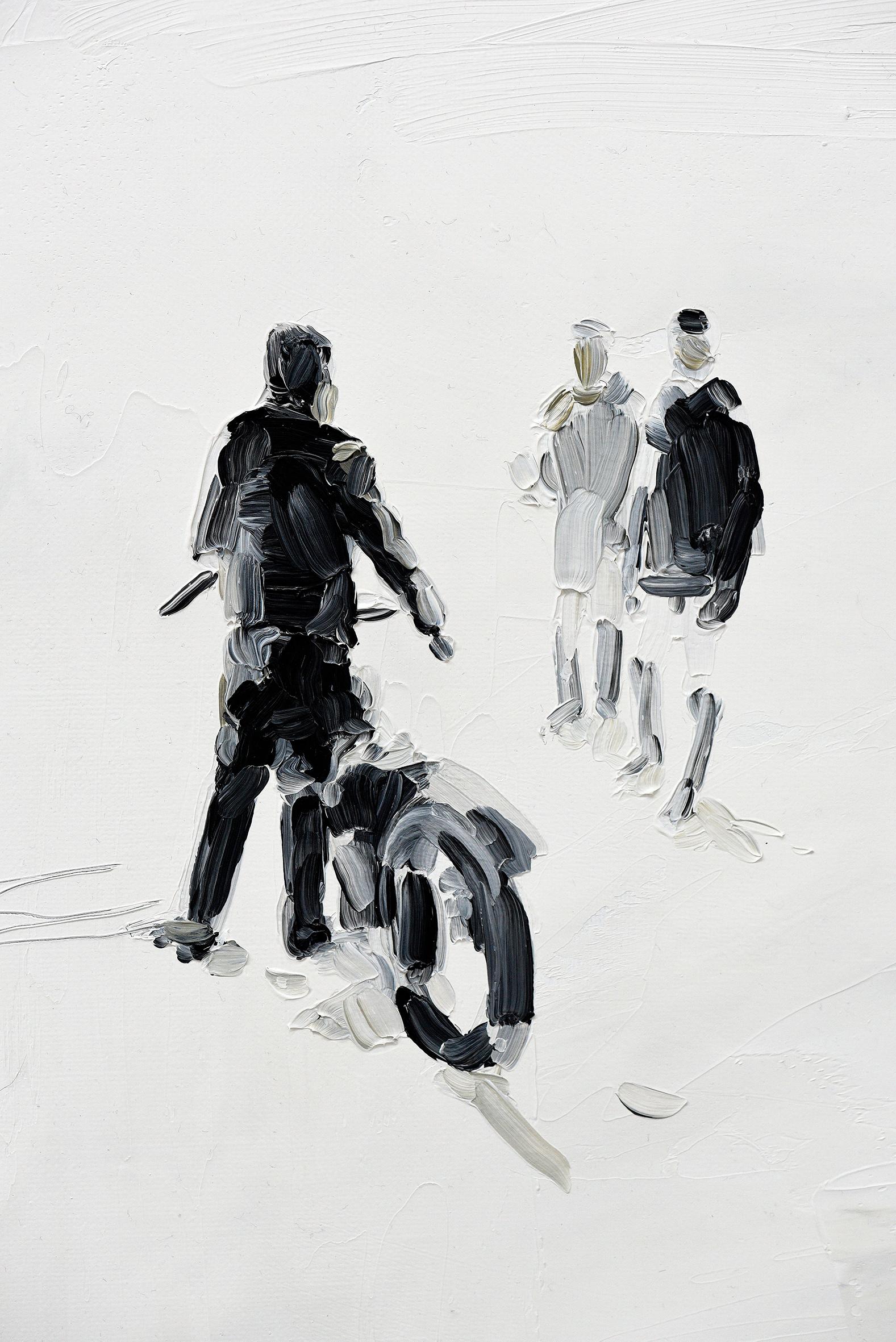 Returning - Minimalist, Oil on Canvas, 21st Century,  Figurative Painting, White For Sale 2